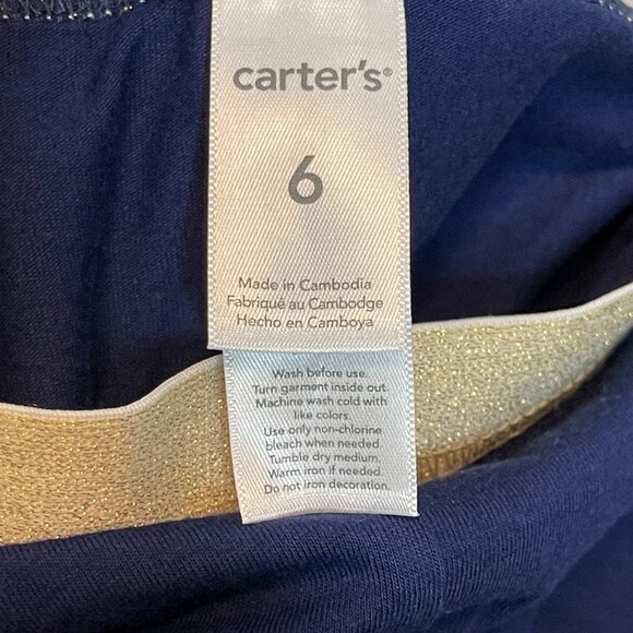 Carters Girls Glitter Star Elastic Waist Stretch Pull On Leggings 6 NWT Blue - Picture 10 of 11